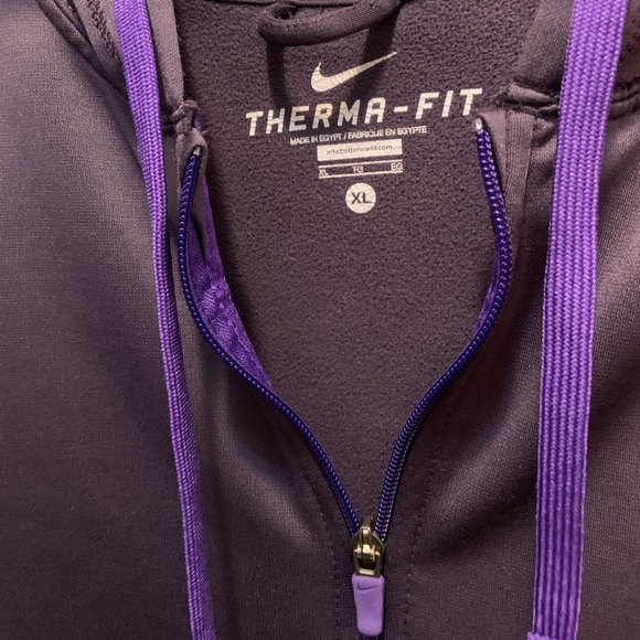 Nike Sweater Drawstring Hoodie Full Zip Purple XL (Runs Big) - Picture 5 of 6